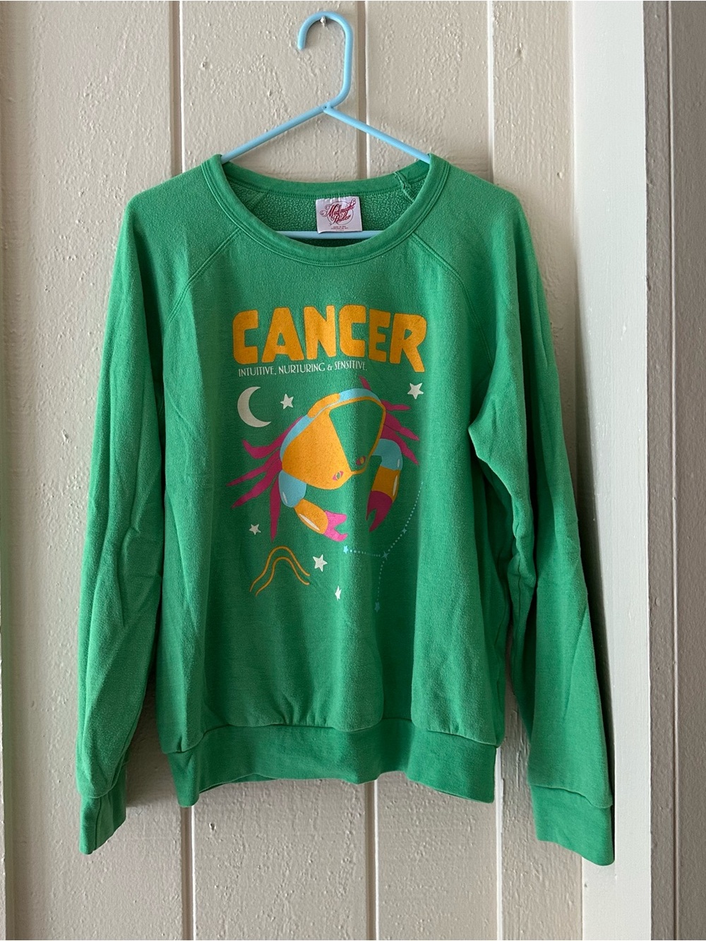EXCELLENT MIDNIGHT RIDER ANTHROPOLOGIE GREEN ZODIAC SWEATSHIRT WOW M